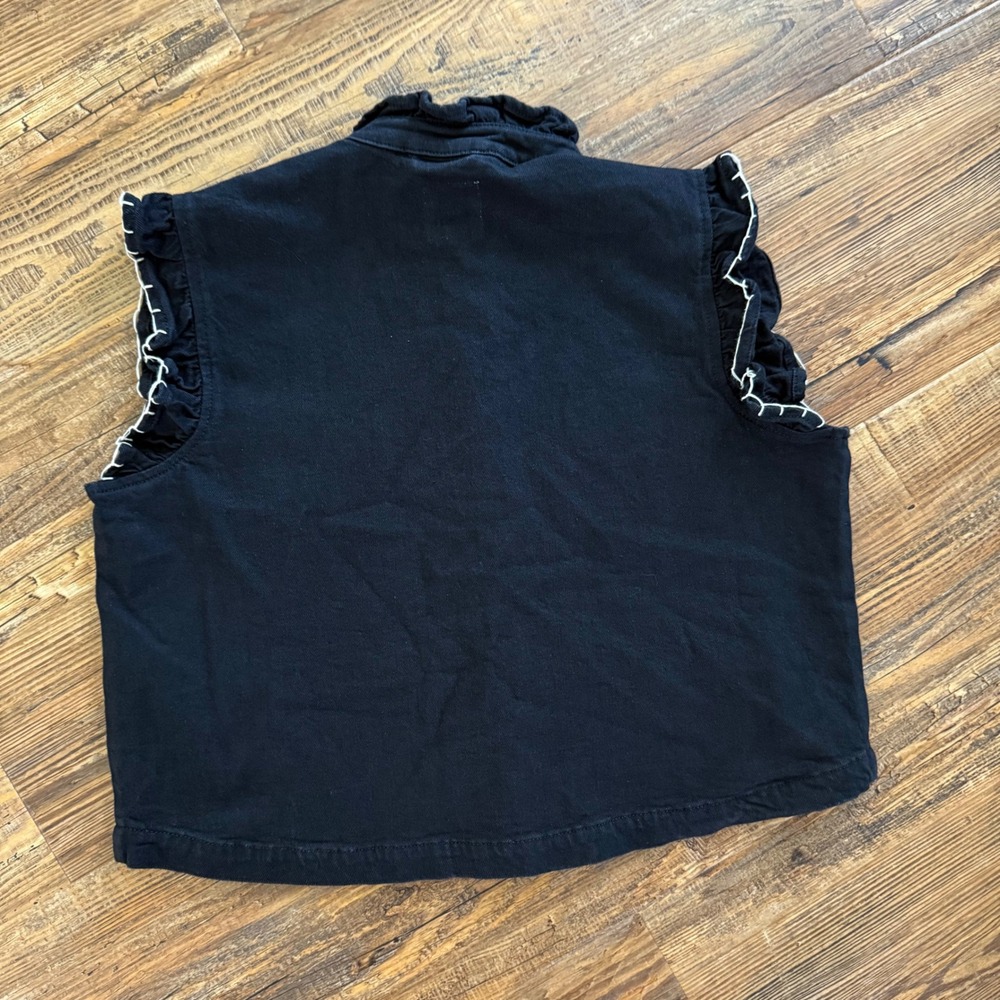 Seventy + Mochi Pablo Crop Vest Women M Black Denim Anthropologie Free People - Picture 13 of 13